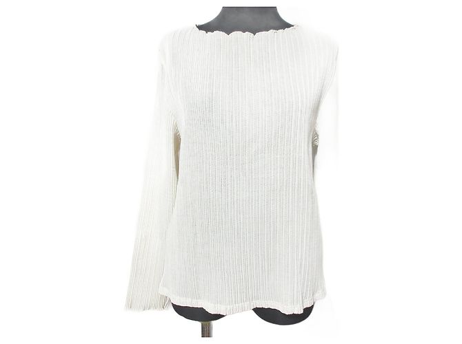 Autre Marque Plisierter Top mit Kordeldetails Beige