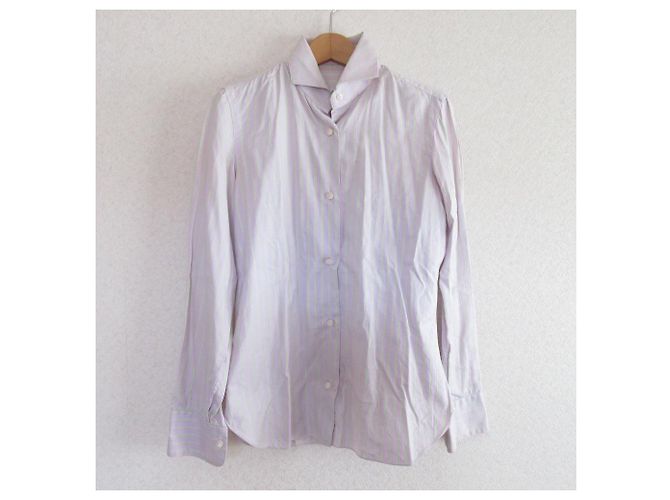 Autre Marque Camicia a Righe a Maniche Lunghe Barba Rosa Verde