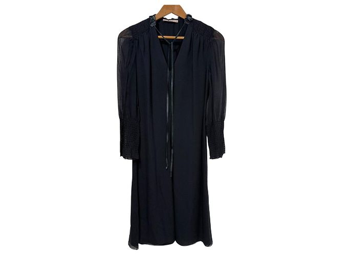 Valentino 100% Seidenkleid Blau Marineblau