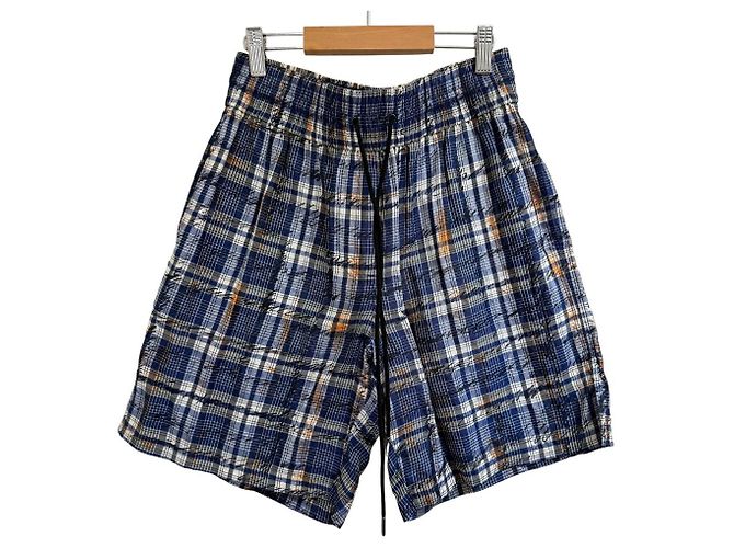 Bermuda xadrez Graffiti Burberry Branco Azul Laranja