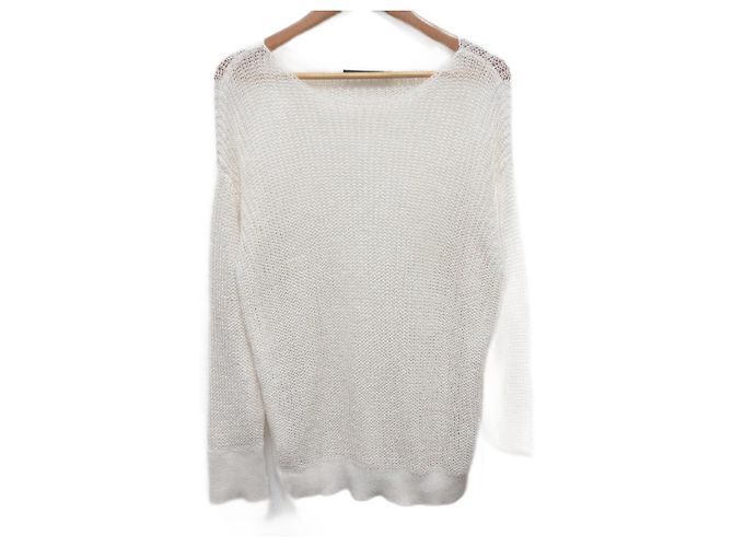 Autre Marque Gima Strickpullover mit Bootsausschnitt Liesse Weiß