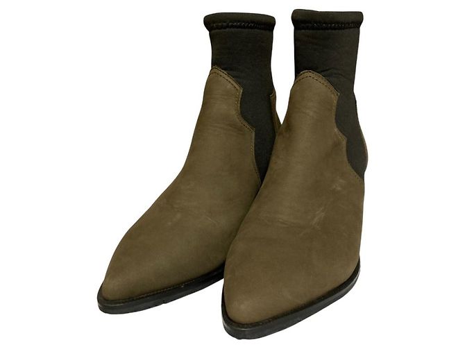 Autre Marque Bottines à bout pointu Nouer Vert Kaki