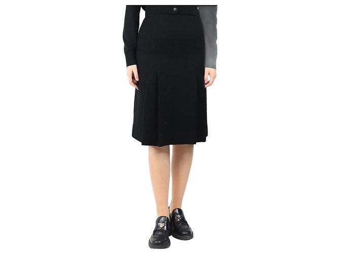 Autre Marque Schwarze Tweed-Midirock - Größe UK 8