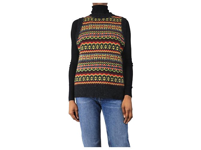 Autre Marque Dunkelgrauer Fair Isle Strickweste - Größe XS