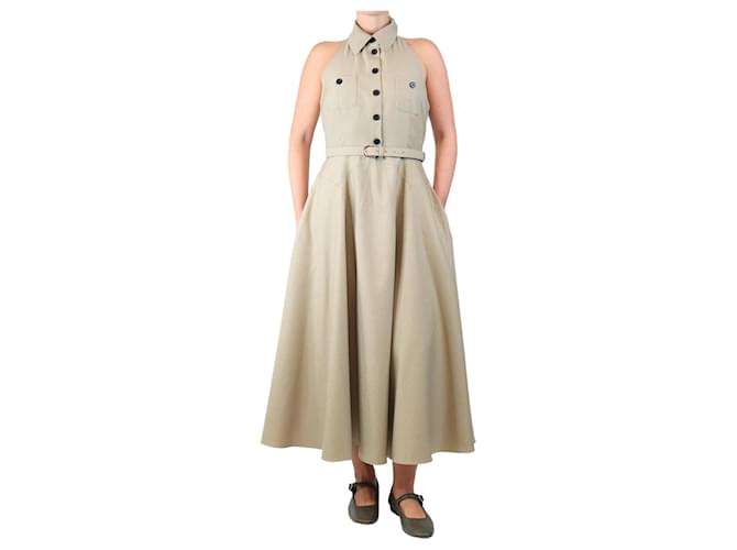 Self portrait Beige twill halterneck midi dress - size UK 12 Polyester  ref.JC2610699 (Sold) - Joli Closet