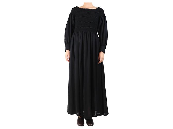 Max Mara Abito maxi nero arricciato - taglia UK 12