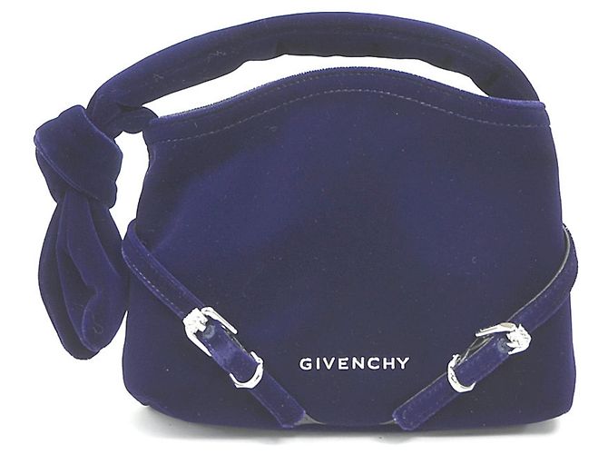 Borsa in velluto voile nano Givenchy in blu navy