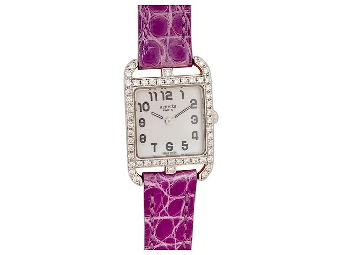 Hermès Cape Cod Or blanc diamantée Violet