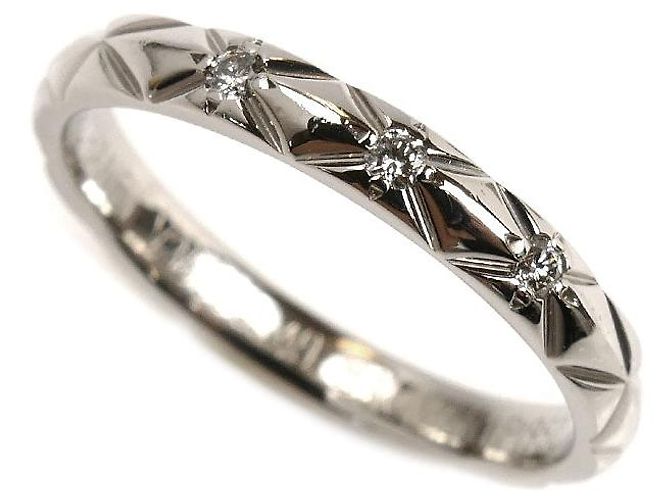 Timeless Chanel Matelassé Pt950 Platin-Diamantring Silber Metallisch