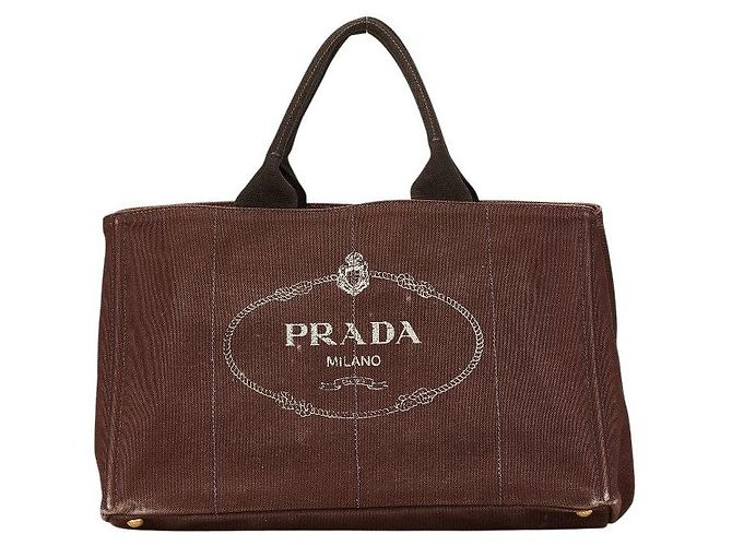 Prada Canapa Canvas Tote Bag Brown