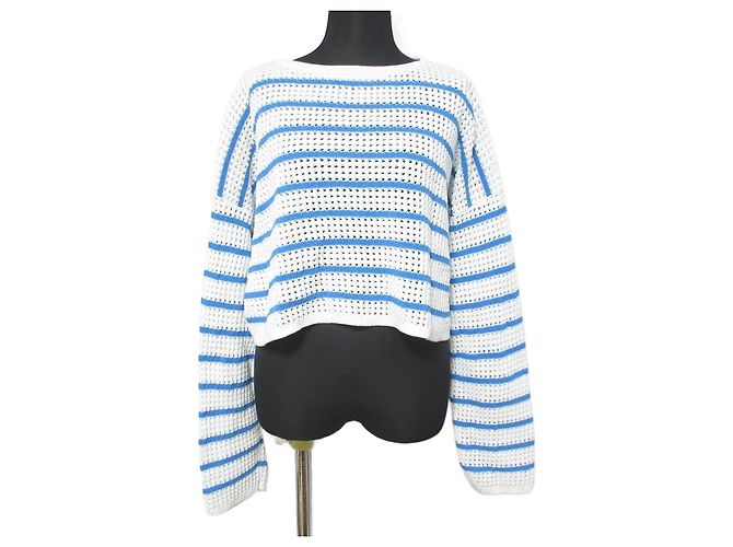 Autre Marque Pullover in crochet impeccabile e ordinato Bianco Blu