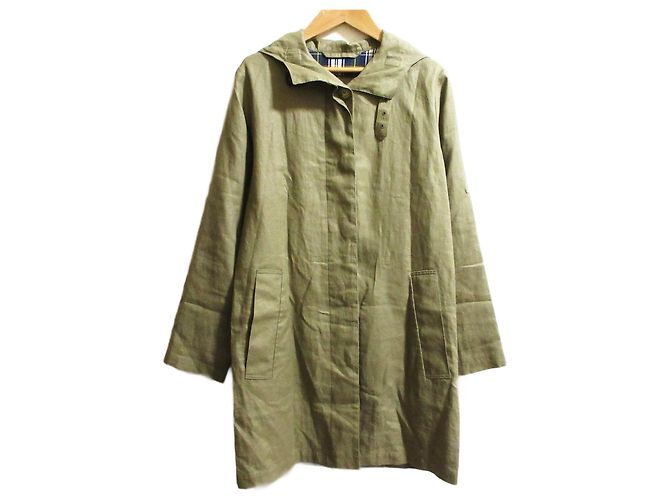 Autre Marque Mackintosh Leinenmantel mit Kapuze Beige