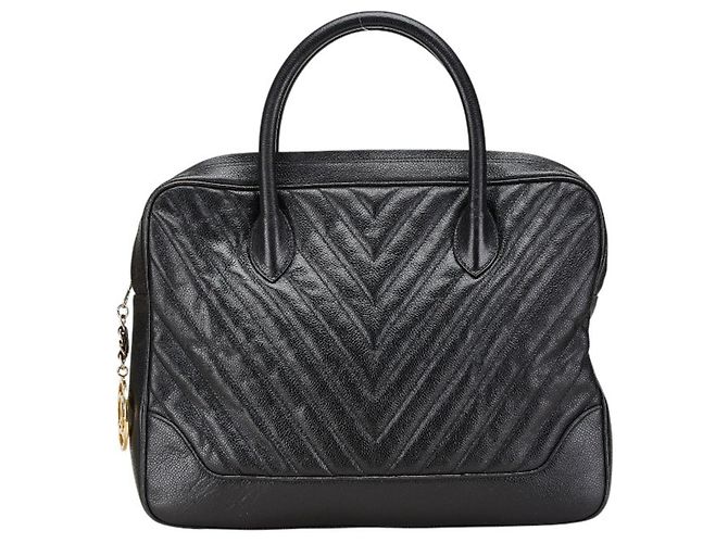 Borsa Chanel Chevron V-Stitch Nero