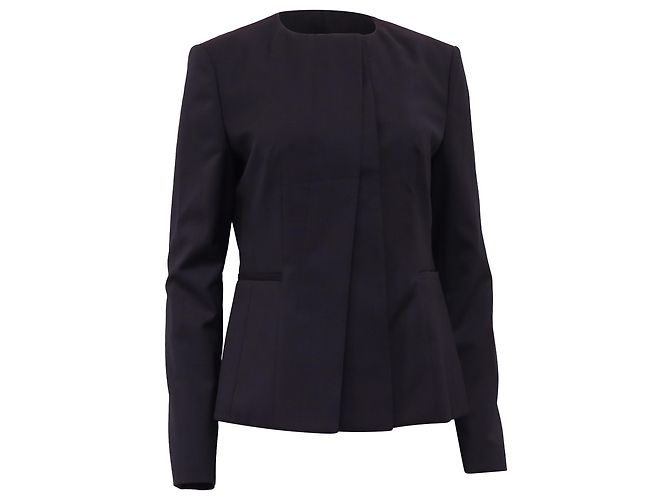Hugo Boss Jadela Asymmetrical Blazer in Black Virgin Wool
