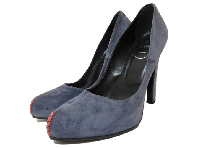 Pompes tissées en daim Roger Vivier Bleu