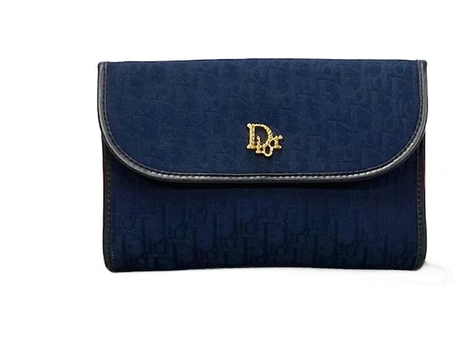 Christian Dior Trotter Canvas Leather Mini Shoulder Bag Blue Navy blue Cloth  ref.2612328