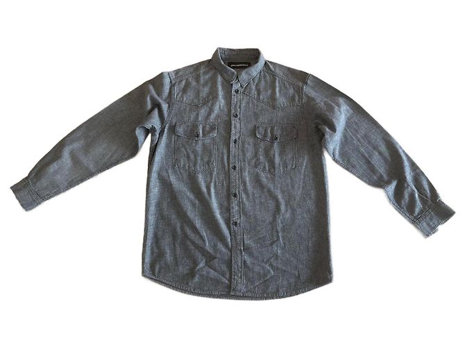 Herrenhemd grau meliert 100% Baumwolle Größe XL Adolfo Dominguez
