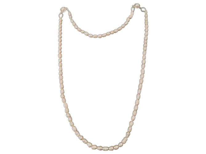 Autre Marque Collar antiguo de perlas genuinas con extensión Blanco Blanco roto