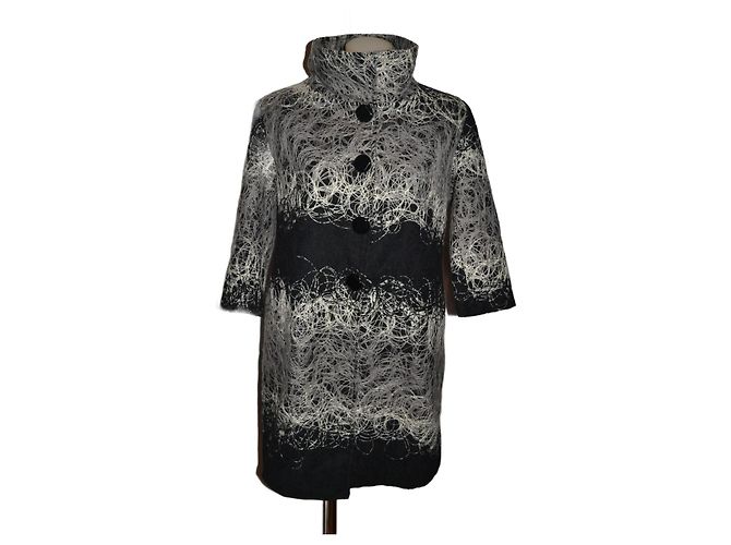 Anna Sui wool blend coat black grey size L