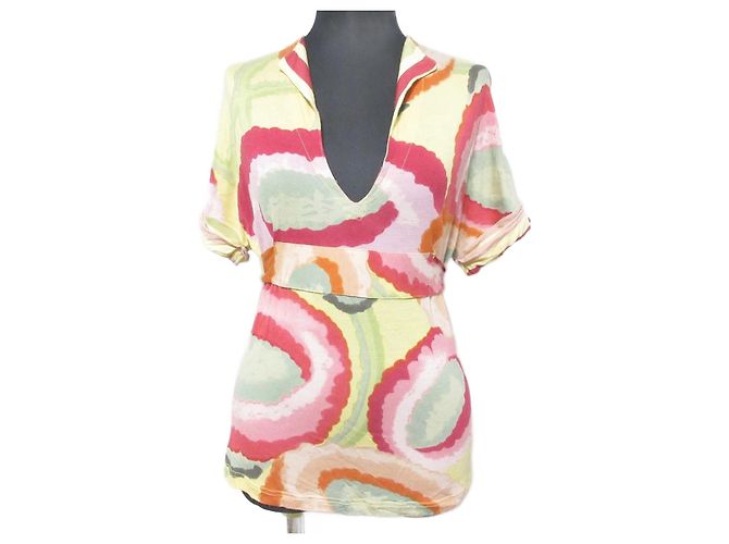 Kenzo Patterned V Neck Top Yellow