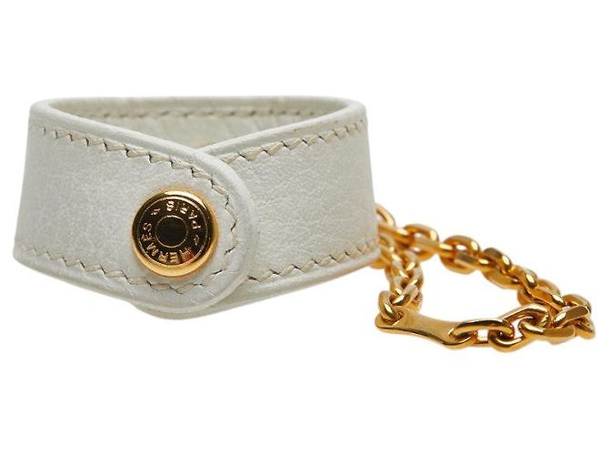 Hermès Nomade Lederhandschuhhalter Weiß Golden