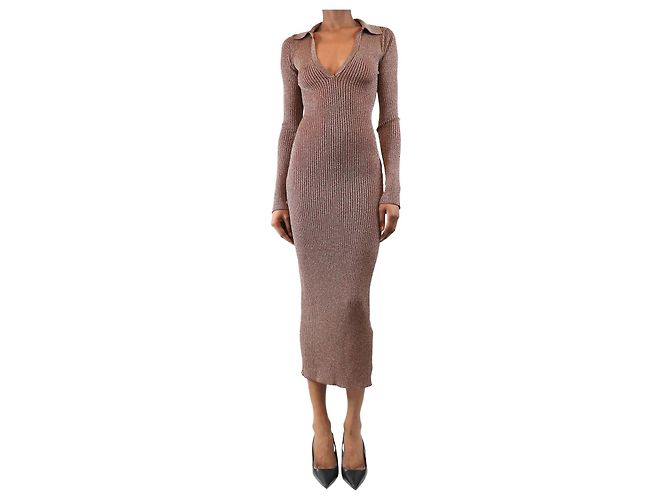 Simon Miller Vestido maxi de punto acanalado brillante marrón - talla XS Castaño