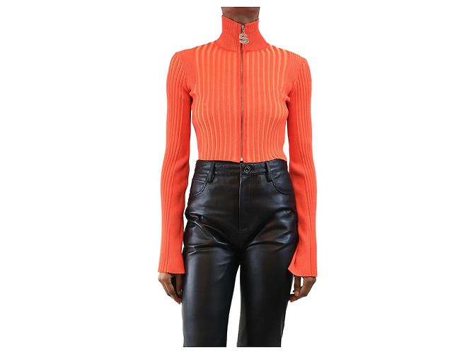 Simon Miller Orange geripptes cropped Cardigan - Größe XS