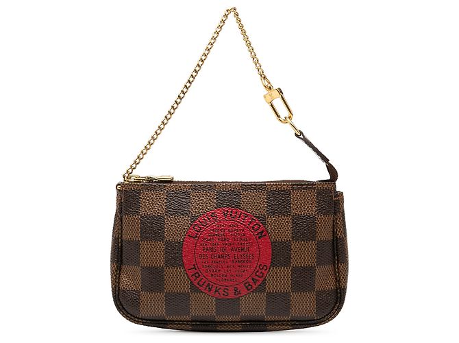 Mini Pochette Accessoires Louis Vuitton em Damier Ébène Marrom
