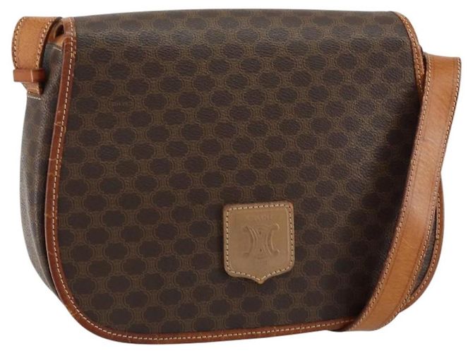 Céline Celine Macadam Shoulder Bag PVC Leather Brown