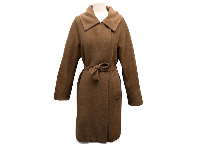 LONG MAX MARA MANUELA COAT 70% ALPACA AND 30% WOOL CAMEL BELT