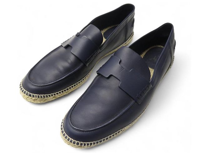 Hermès MOCASSINI ESPADRILLES HERMES TRIP 46 IN PELLE BLU Blu navy