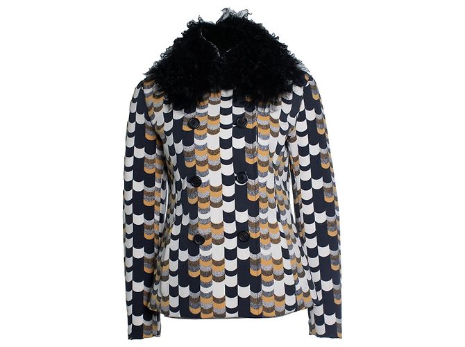 Cappotto afghano corto giallo e nero Prada F/W 2014