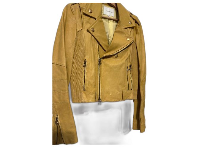 Pierre Balmain Leder Bomberjacke Gelb