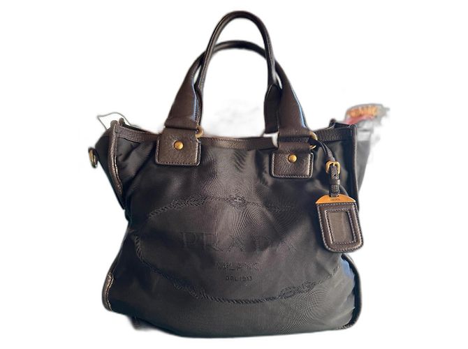 Bolsa tote Prada preta de poliamida Preto