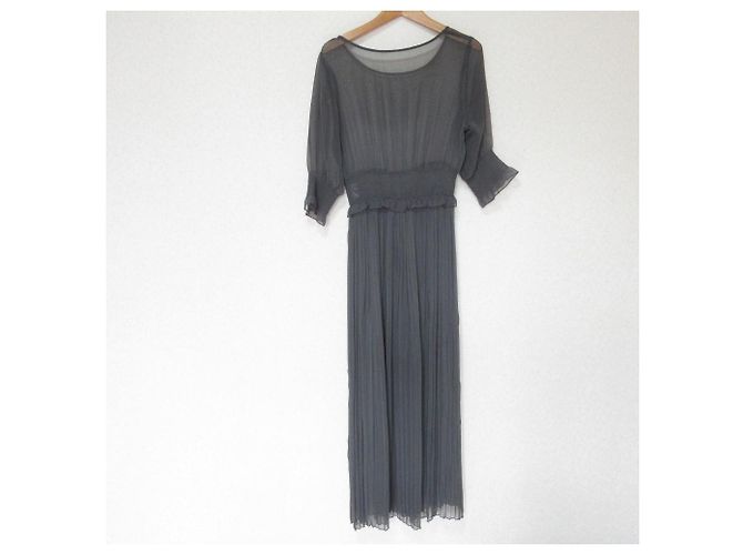 Autre Marque FURFUR Smocking Falten Kleid Grau