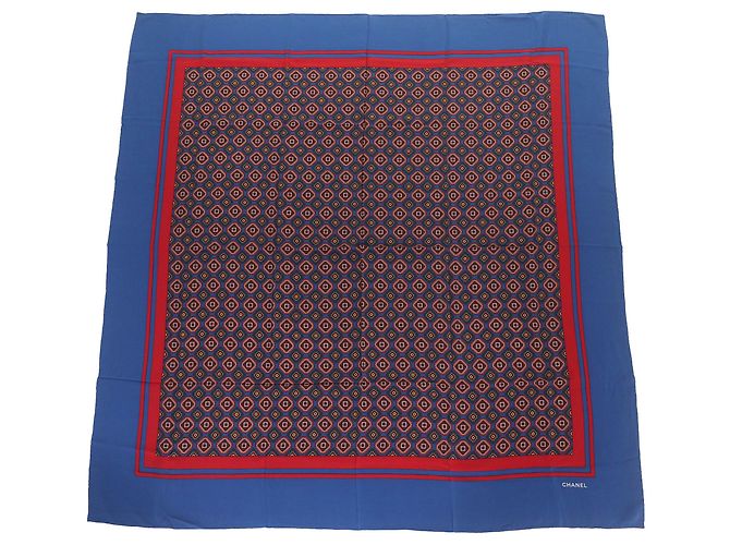 Timeless Vintage CHANEL Seidenschal Rot Blau