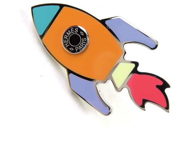 Hermès HERMES Space H Crude Celle Brosche Silber Mehrfarben