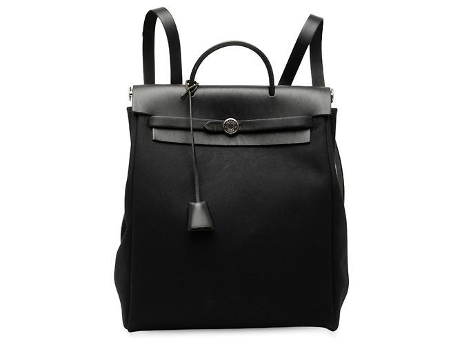 Hermès Black Toile Herbag GM Backpack