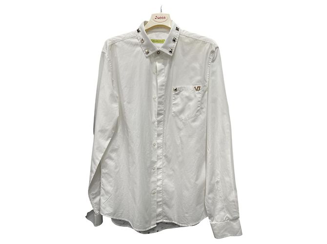 Camicia Versace Jeans Couture in cotone bianco con borchie