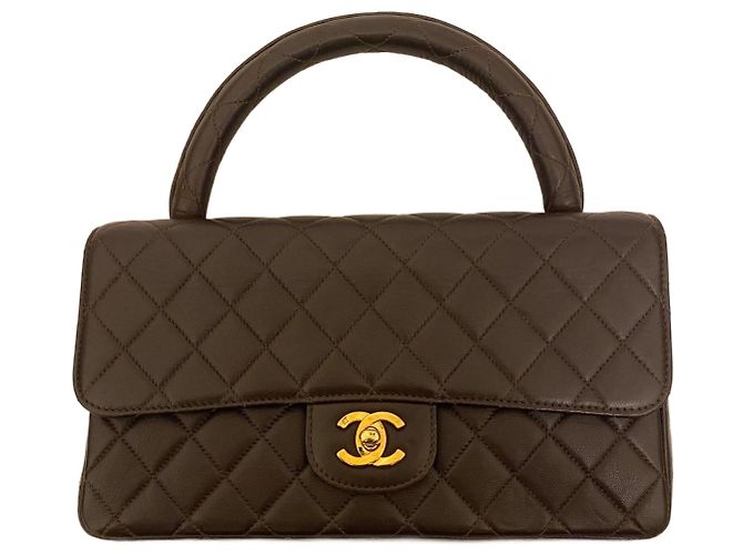 Bolsa Chanel Kelly Flap Marrom em Couro de Cordeiro