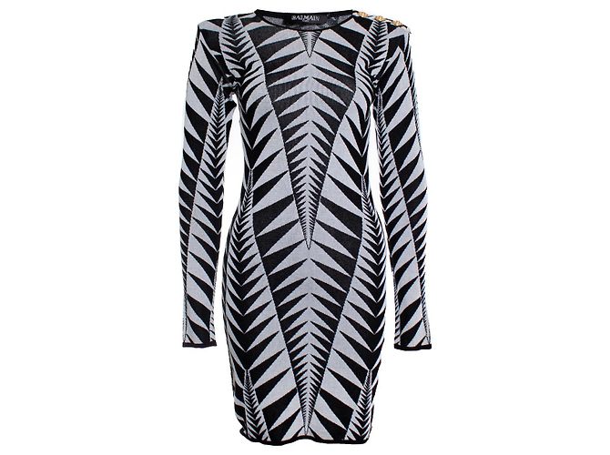 Vestido Balmain de stretch con estampado gráfico Negro
