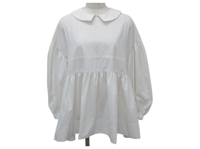 Autre Marque Blusa Peplum con Cuello Plano Yori Blanco