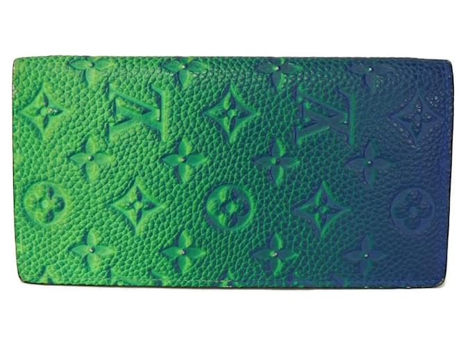 Louis Vuitton Portefeuille Brazza Taurillon Monogram Long Wallet Green Leather  ref.2615937