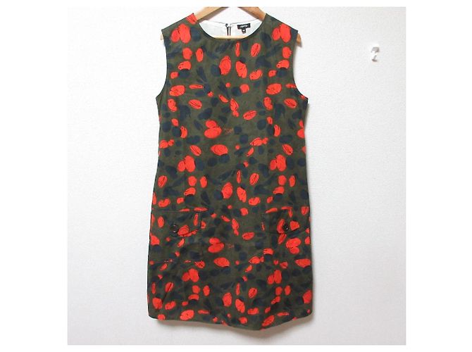 Autre Marque Aspesi Kleid Rot Grün Khaki Marineblau