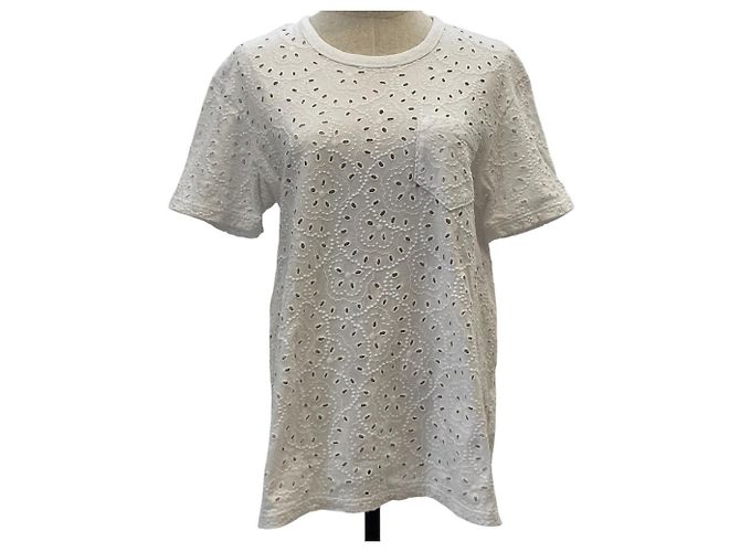 Polo Ralph Lauren Baumwoll-T-Shirt mit Stickerei und Cutwork Weiß