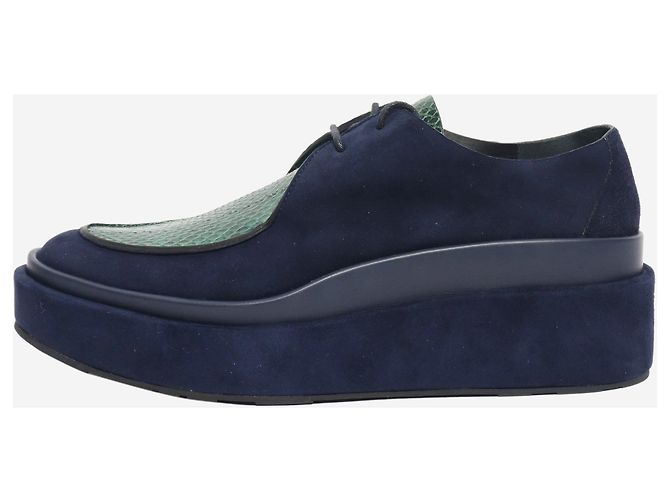 Jil Sander Chaussures à plateforme en daim bleu - taille EU 38,5
