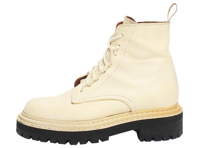 Proenza Schouler Bottes de combat à semelle crantée crème - taille EU 37 (UK 4)