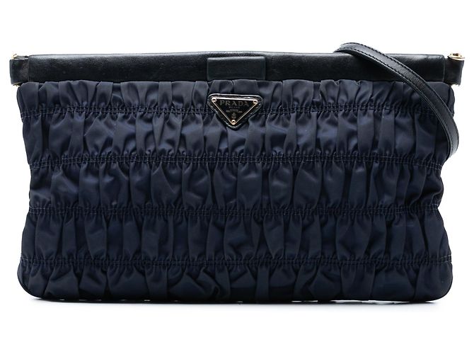Bolsa transversal Prada em tessuto gaufre azul Azul marinho