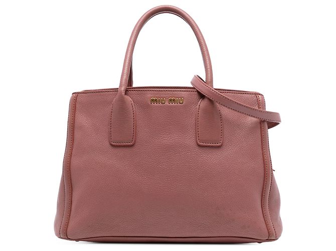 Miu Miu Tote Madras de Couro Marrom