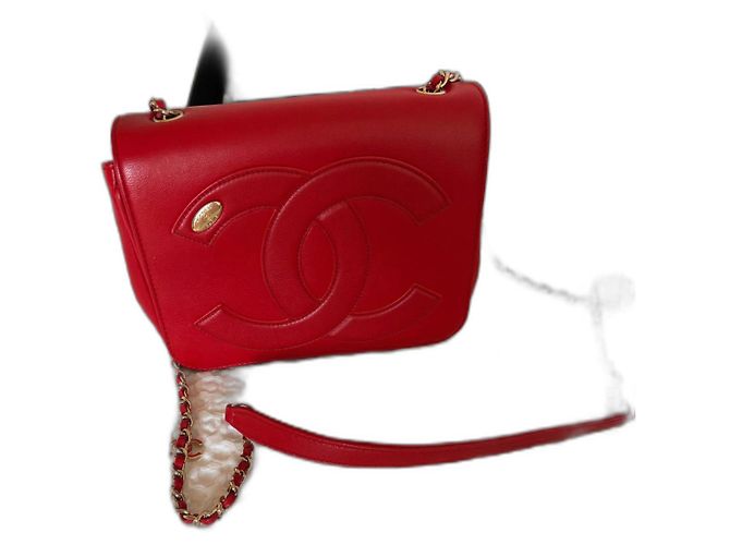 Borsa Chanel Flat Rossa in Pelle d'Agnello Rosso